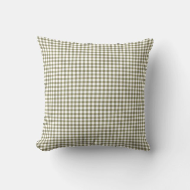 Gingham Pillow in Cedar Green (Front)