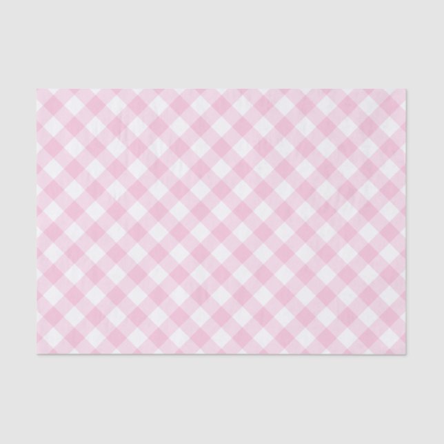 Gingham Pink And White Pattern Tissue Paper (Front)