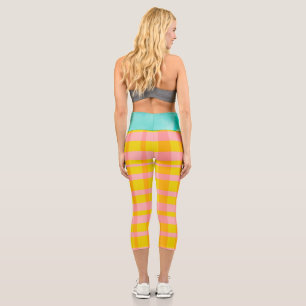 Gingham pink capri leggings