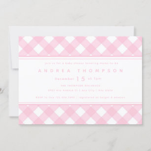 Gingham Pink   Girl Baby Shower Invitation