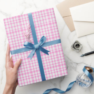 Gingham Pink Girly Baby Shower Wrapping Paper