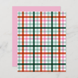 Gingham Pink Red and Green Pattern Scrapbook Paper