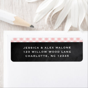 Gingham pink rustic check pattern return address return address label