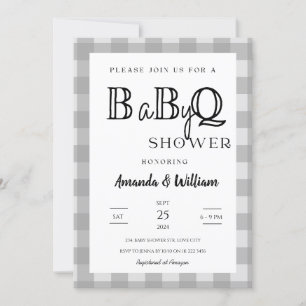 Gingham Plaid  BBQ Baby Couples Shower Invitation