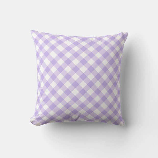 gingham plaid checks chequered pattern purple cushion (Front)