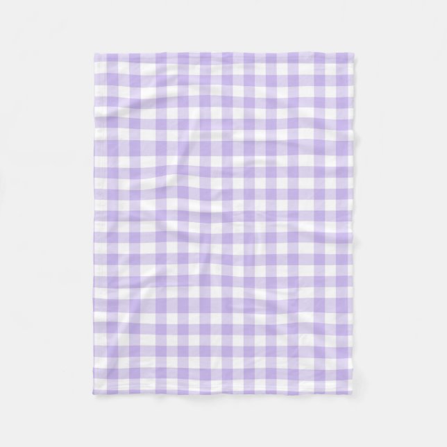 gingham plaid checks chequered pattern purple fleece blanket (Front)