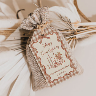 Gingham Plaid Friendsgiving Dinner Gift Tags