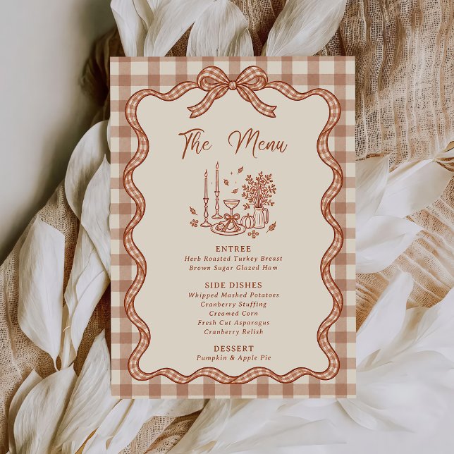 Gingham Plaid Friendsgiving Dinner Menu (Creator Uploaded)