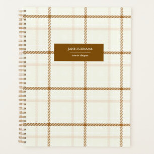 Gingham plaid neutral brown ivory pastel colour planner
