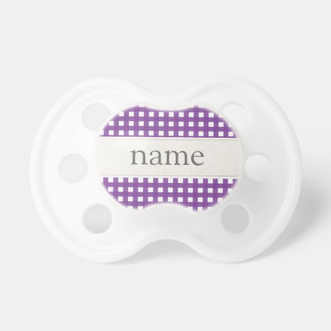 Gingham Plaid Personalised Pacifier (Front)