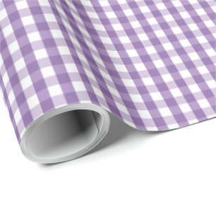 Gingham Plaid Purple White Pattern Wrapping Paper