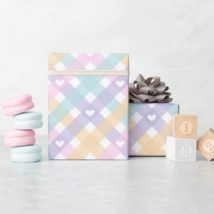 Gingham Plaids Hearts Wrapping Paper