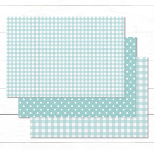 Gingham Polka Dots Pastel Turquoise Mix and Match Wrapping Paper Sheet