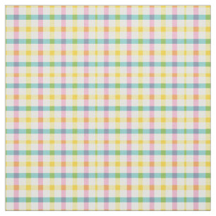 Gingham-print in Spring Colours Green, Pink, Yello Fabric
