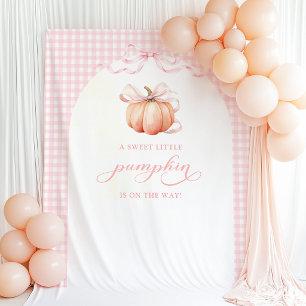 Gingham Pumpkin Baby Shower Arch Backdrop Tapestry