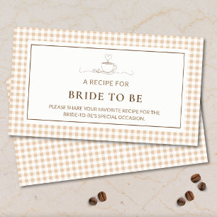 Gingham Recipe For Bride Love is Brewing Coffee  Enclosure Card