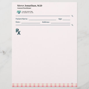 Gingham Recipes Blush Pink Check Cute Feminine Custom Letterhead