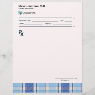 Gingham Recipes Blush Pink Check Cute Feminine Custom Letterhead