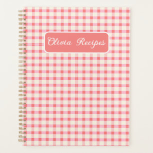Gingham Recipes Blush Pink Check Cute Feminine Planner