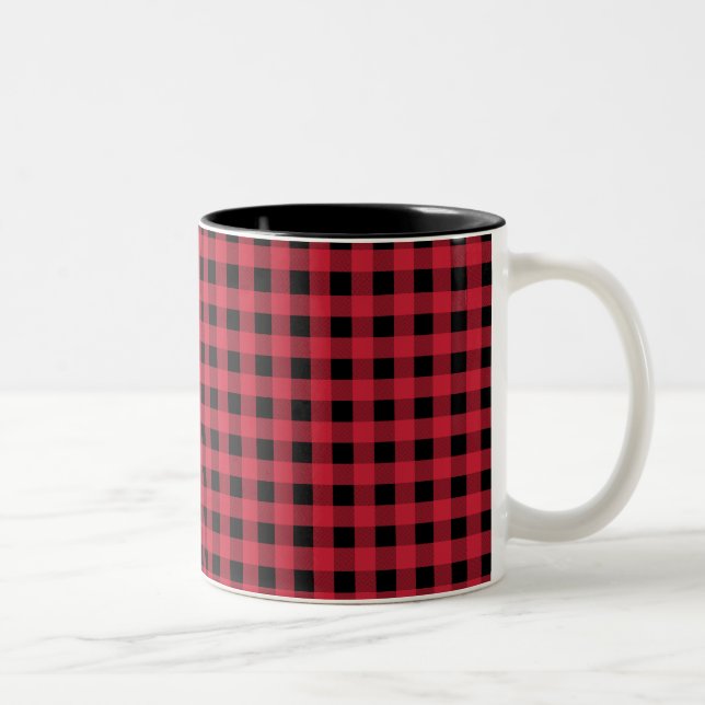 Gingham Red and Black Two-Tone Coffee Mug (Right)