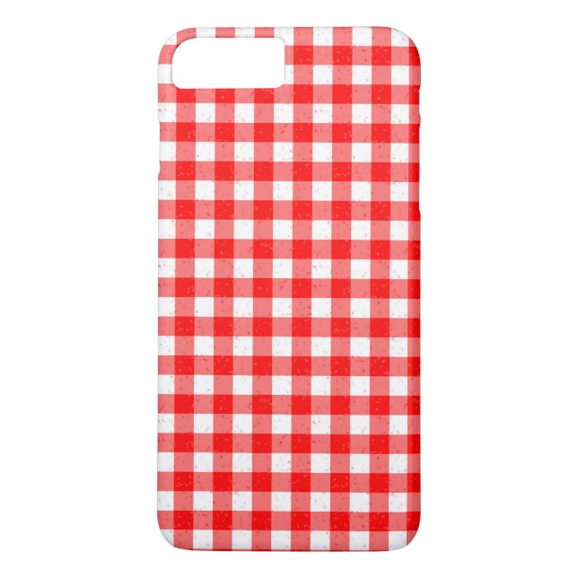 Gingham Red and White Pattern iPhone 7 Plus Case (Back)
