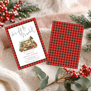 Gingham Red Green Off the Market Bridal Shower Invitation