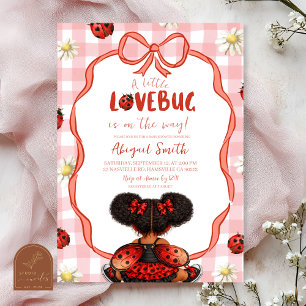  Gingham Red Ladybug Baby Shower Invitation