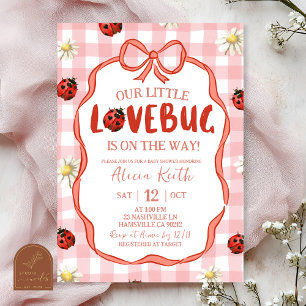Gingham Red Lovebug Baby Shower Invitation