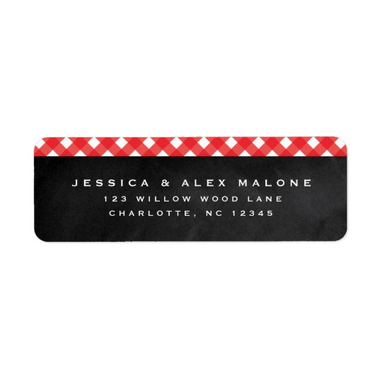 Gingham return address label