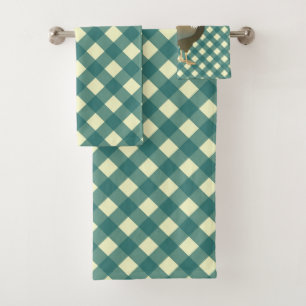 GINGHAM ROOSTER BATH TOWEL SET