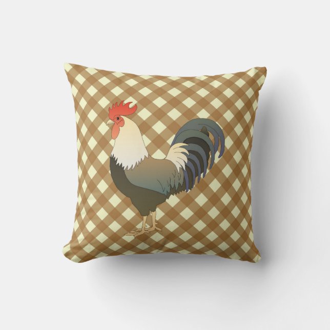 GINGHAM ROOSTER CUSHION (Front)