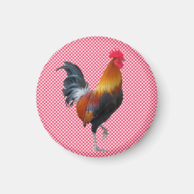 Gingham Rooster Magnet (Front)