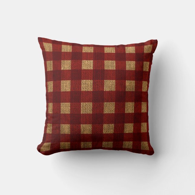 Gingham Rustic Red Cushion (Front)