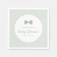 Gingham sage green bow tie baby shower