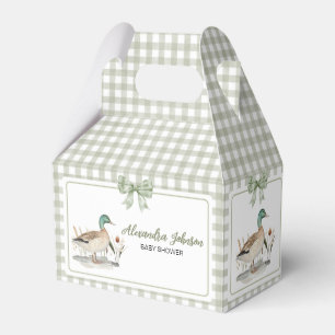 Gingham Sage Green Mallard Duck Baby Shower Favour Box