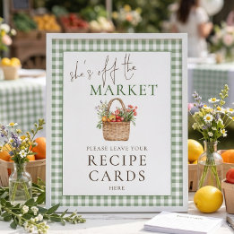 Gingham She's off Market Recipe Sign Bridal Shower
