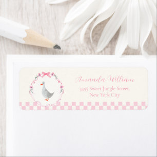 Gingham Silly Goose Baby Shower Return Address Label
