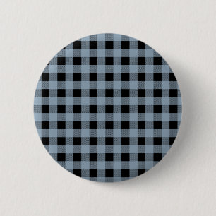 Gingham Slate and Black 6 Cm Round Badge