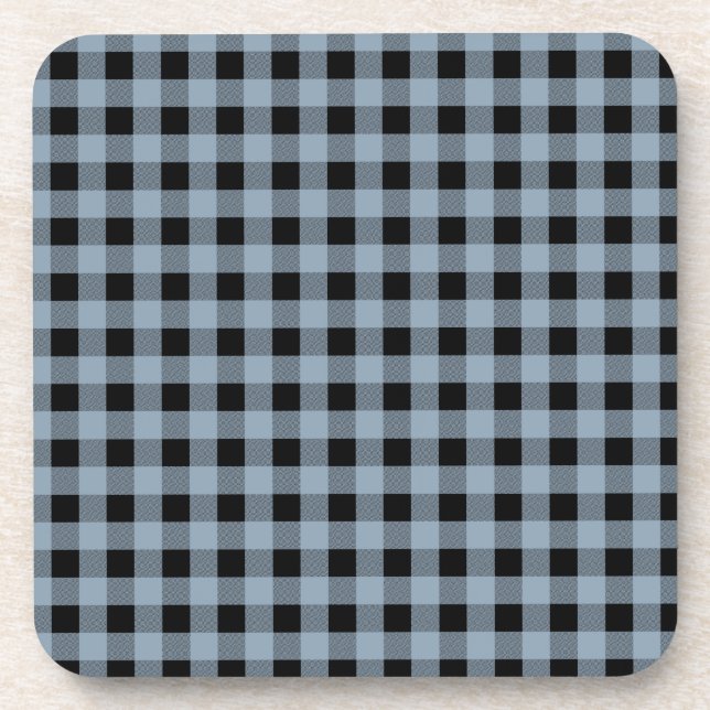 Gingham Slate and Black Coaster (Front)