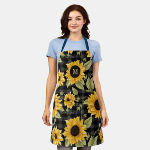 Gingham Sunflowers Pattern Apron