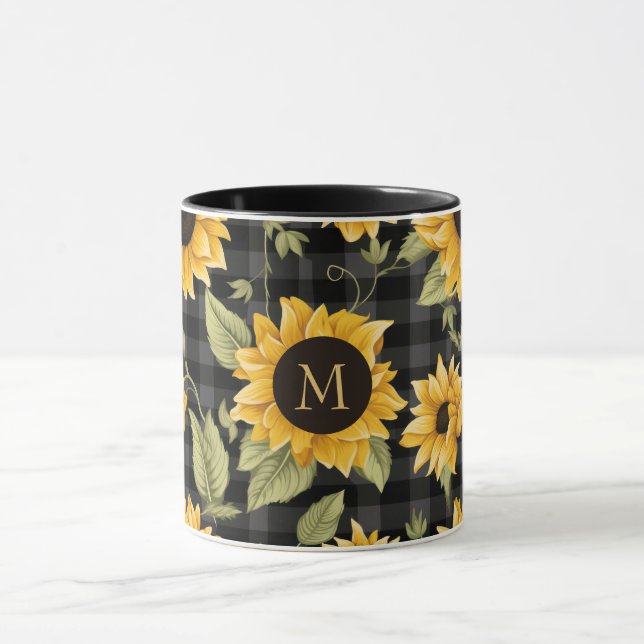 Gingham Sunflowers Pattern Mug (Center)