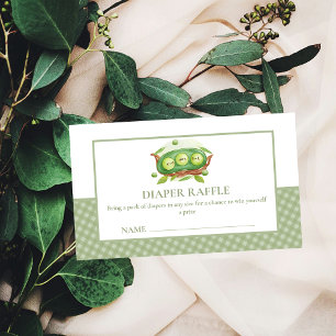 Gingham Sweet Pea In Pod Diaper Raffle Baby Shower Enclosure Card