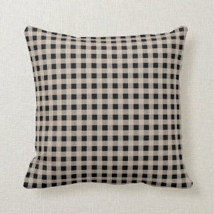 Gingham Tan and Black Cushion