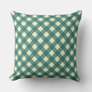GINGHAM - TEAL & CREAM CUSHION