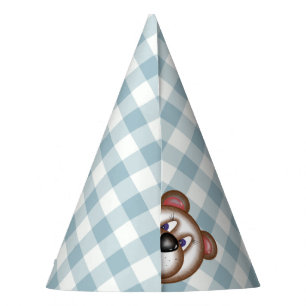 Gingham Teddy Bear Picnic Party hat
