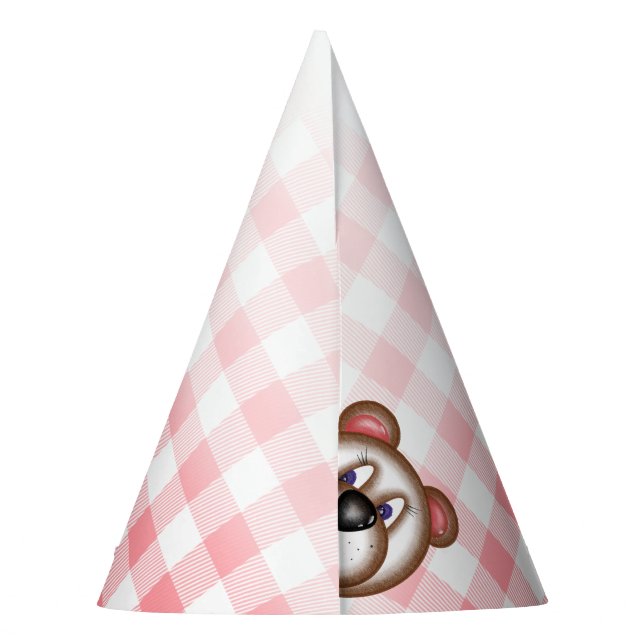 Gingham Teddy Bear Picnic Party hat (Back)