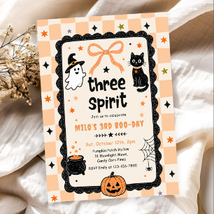 Gingham Three or Spirit Halloween Birthday Party Invitation