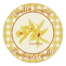Gingham Vanilla Scented Handmade Candle Label 