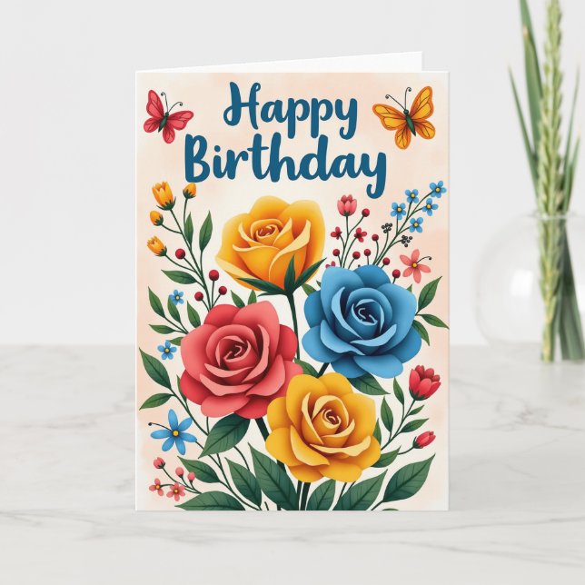 Gingham Vibrant Garden Card (Front)