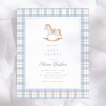 Gingham Vintage Rocking Horse Budget Baby Shower